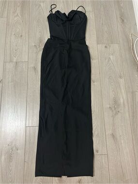 House of CB Charmaine Black Bustier Maxi Dress size Small NWOT